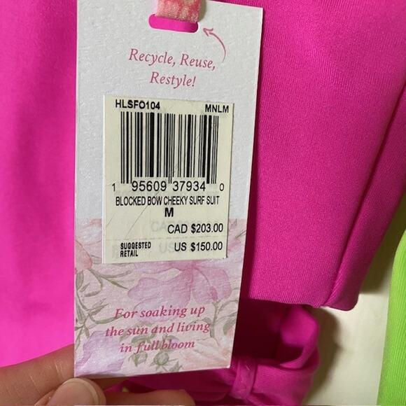 Love Shack Fancy x Hurley Max Solid Blocked Bow Cheeky Surf Swimsuit Medium NWT - Picture 4 of 12